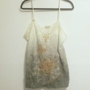 MKM 3X Green & White Tank Top with Butterflies